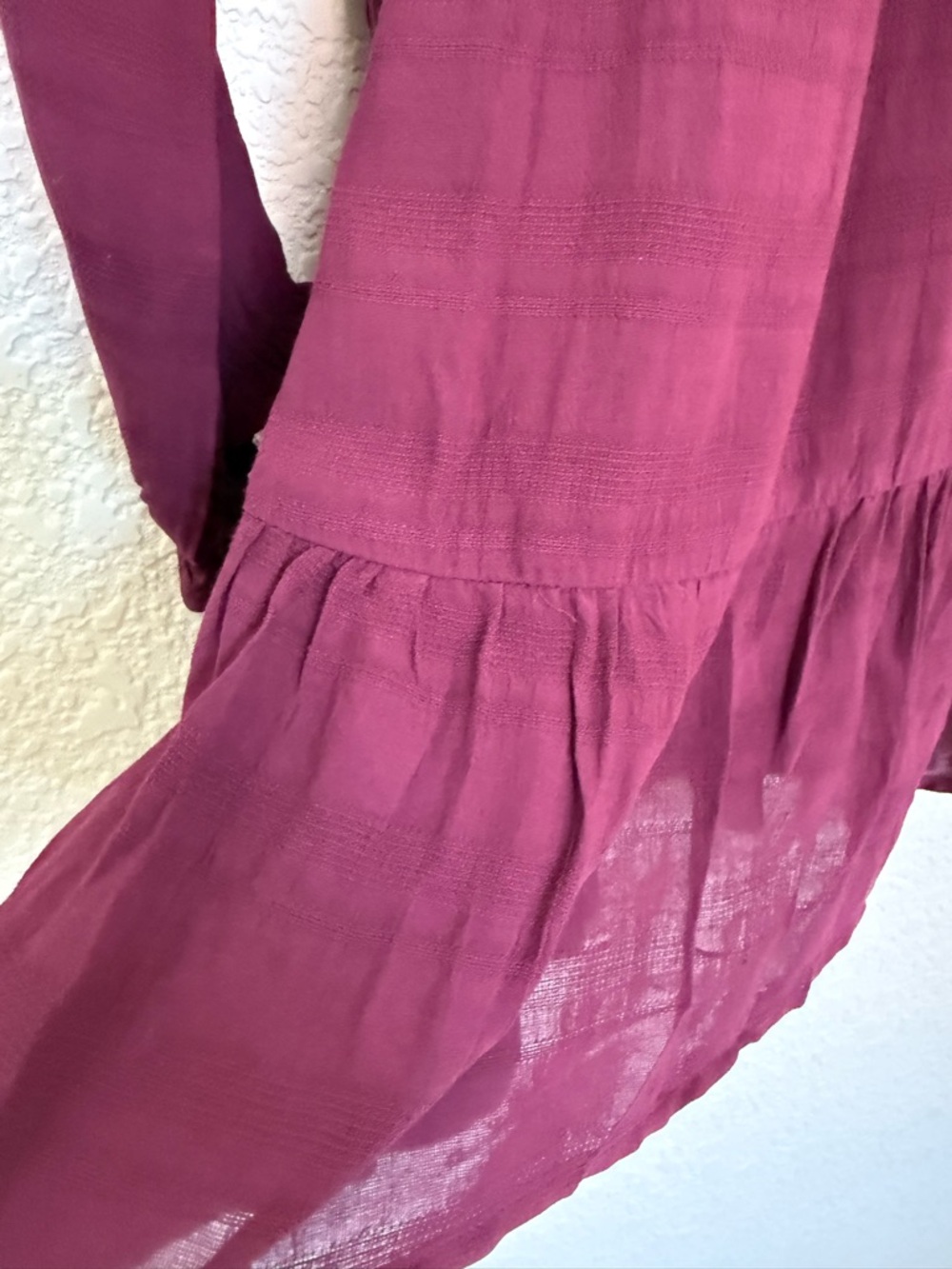Idyllwind Western Boho Peasant Mini Dress Burgundy Tassel Tie | Size M - Picture 11 of 14